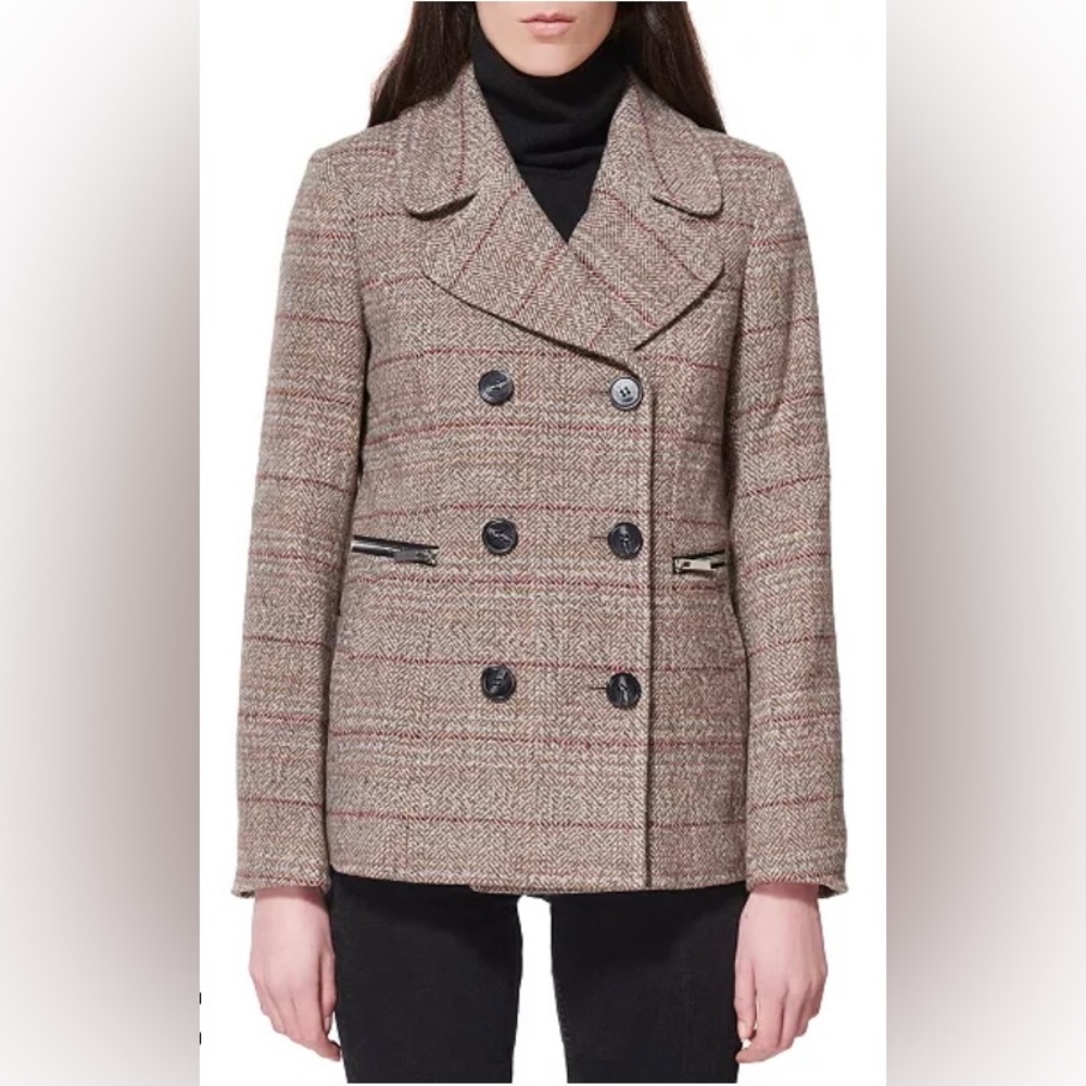 MARALYN & ME Juniors' Notched-Collar Double-Breasted Peacoat - Medium